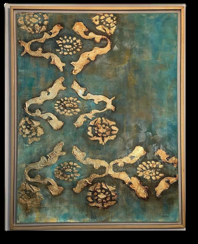 Obra de Luly Santos — Técnica mixta, hoja de oro